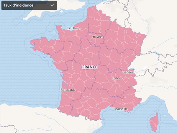 حالة تأهب خريطة فرنسا لكوفيد معدل الإصابة