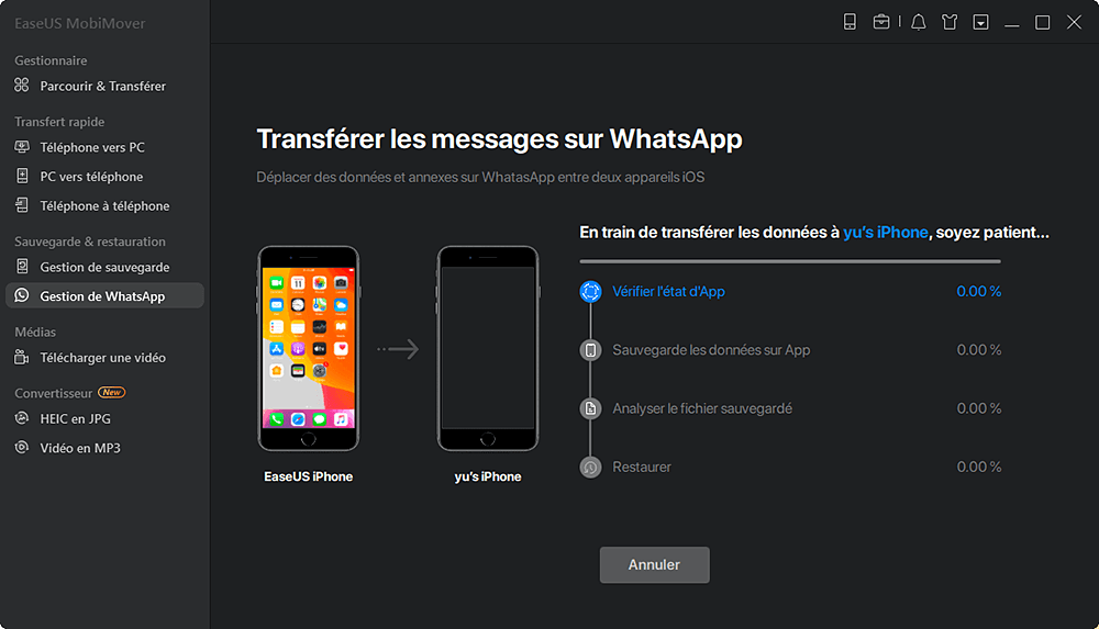 نقل WhatsApp من iPhone إلى iPhone - عملية النقل