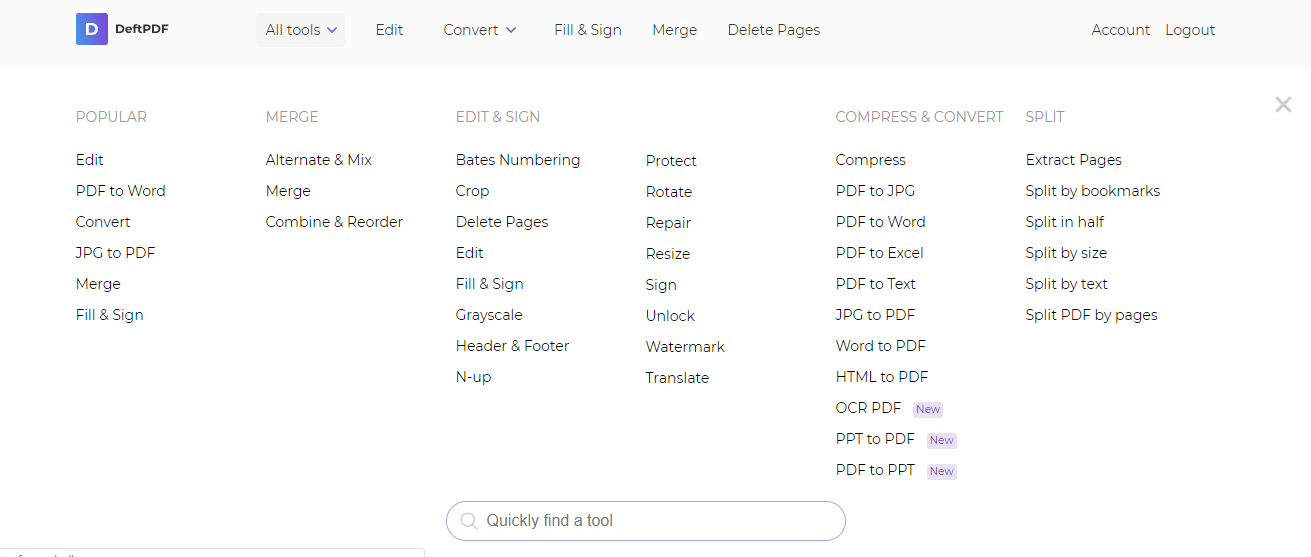قائمة أدوات PDF ماهرة عبر الإنترنت