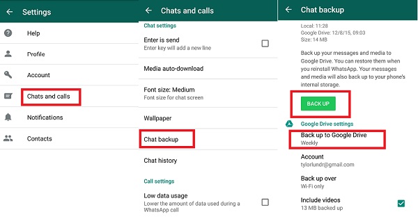 نسخة احتياطية من whatsapp إلى google drive على android