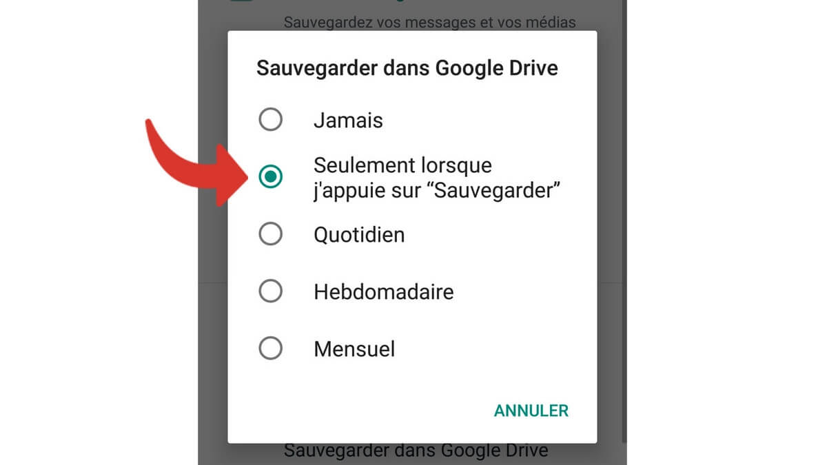 حدد تردد النسخ الاحتياطي في Google Drive
