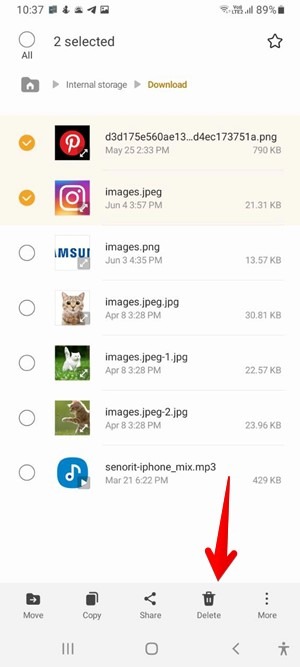 تنزيلات Android ، احذف تطبيق Samsung My Files