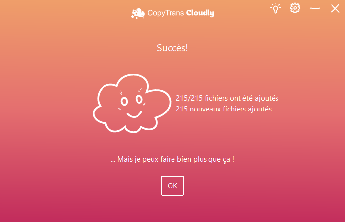 تمت إضافة الصور في iCloud بنجاح عبر CopyTrans Cloudly