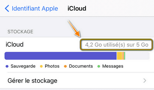 تخزين iCloud في إعدادات iPhone