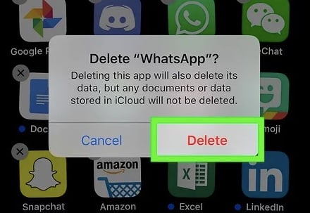 حذف whatspp iphone
