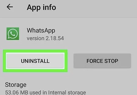 إلغاء تثبيت whatsapp android