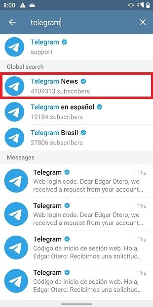 ابحث في قناة Telegram الرسمية