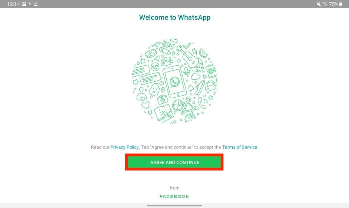 افتح تطبيق WhatsApp على جهاز لوحي