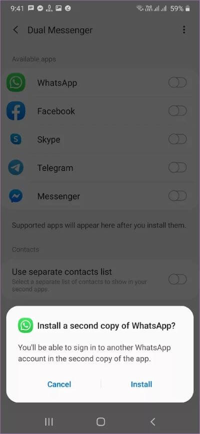 كيفية استخدام تطبيقين whatsapp على samsung phone 4 40dd5eab97016030a3870d712fd9ef0f - كيفية استخدام حسابين من WhatsApp على هاتف Samsung