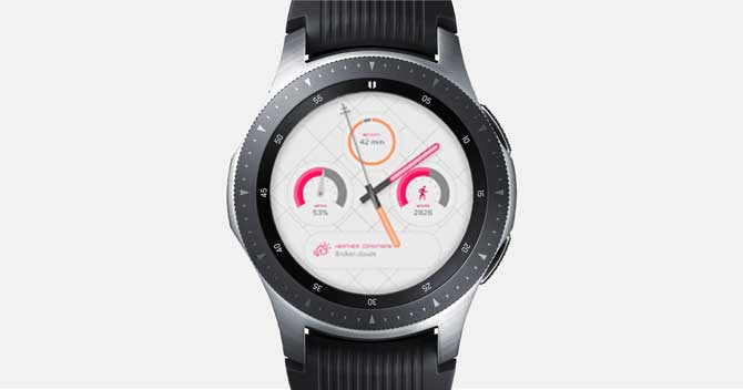 لقطة شاشة لوجه Galaxy Watch المخصص مع تطبيق Puji على الشاشة