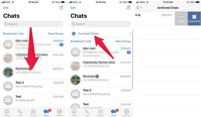 إلغاء أرشفة دردشة WhatsApp على iPhone باستخدام الأرشيف - الدردشات المؤرشفة في WhatsApp على Android و iPhone