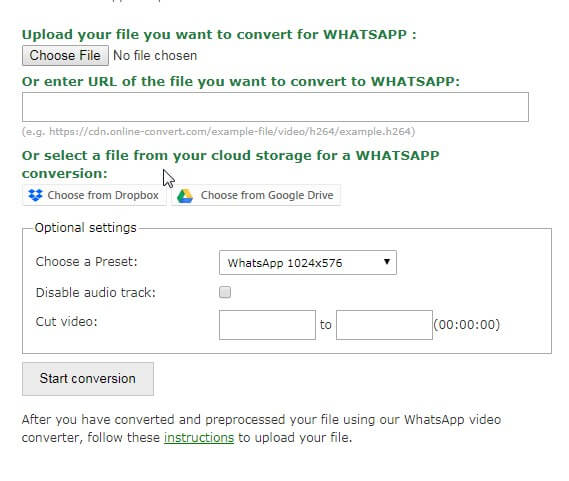 ضغط مقاطع الفيديو من أجل whatsapp مجانًا عبر الإنترنت - Online-Convert.com