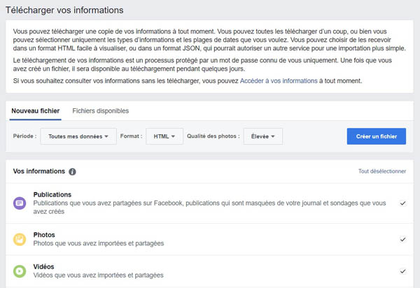 قم بإنشاء ملف بيانات لحساب Facebook الخاص بك