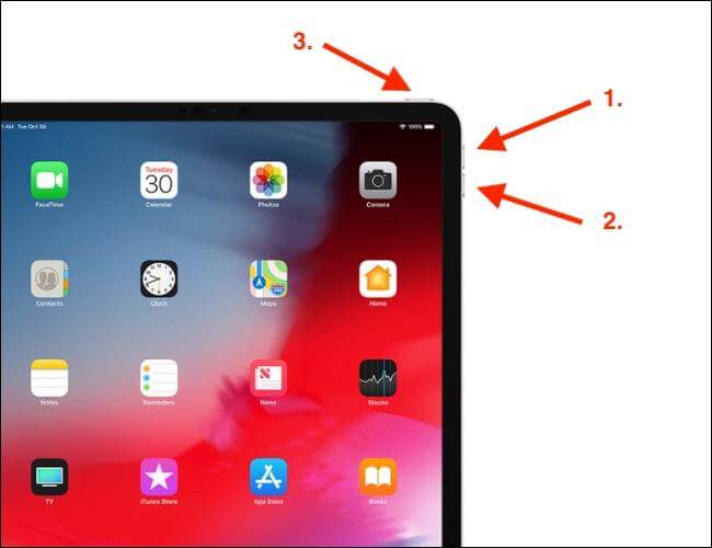 فرض إعادة تشغيل iPad بدون زر الصفحة الرئيسية
