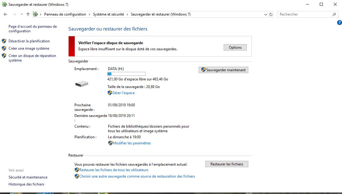 استعادة الملفات من Windows Backup.