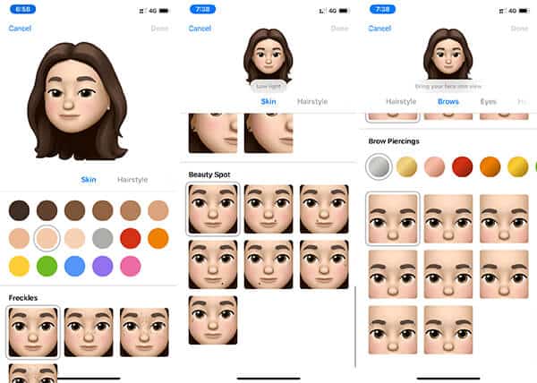 تغيير الجلد والشعر في Memoji iOS - كيفية تخصقات Memoji لـ واتس اب