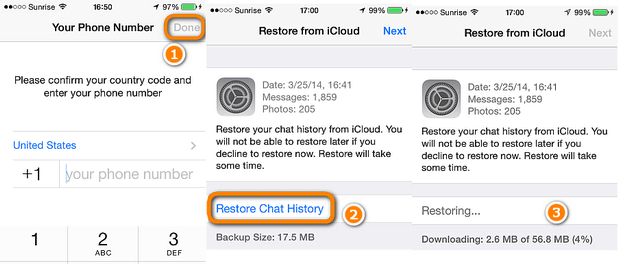 استعادة whatsapp من icloud