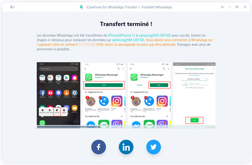 قم بنقل whatsapp iphone إلى android بنجاح - iCareFone Transfer