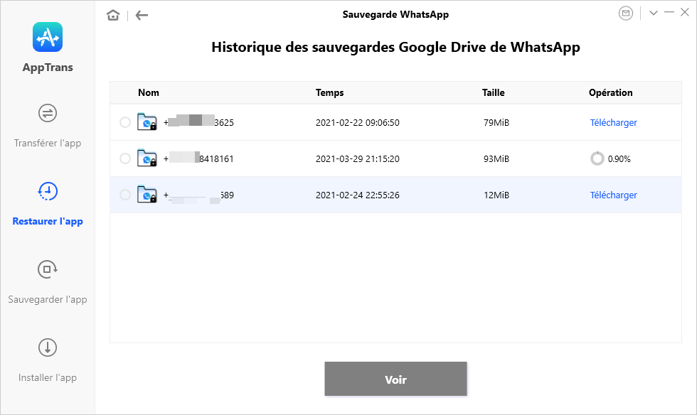 حدد بيانات WhatsApp من Google Drive Backup