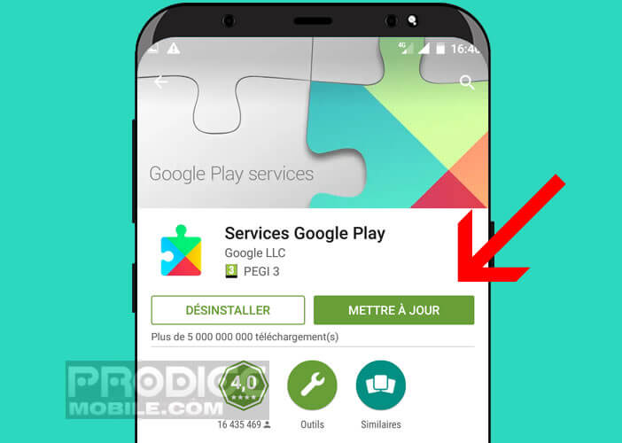 قم بتثبيت التحديثات المتاحة لتطبيق خدمات Google Play