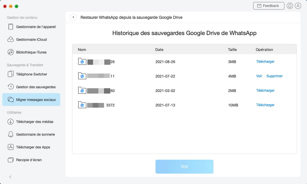WhatsApp Google Drive Backup History