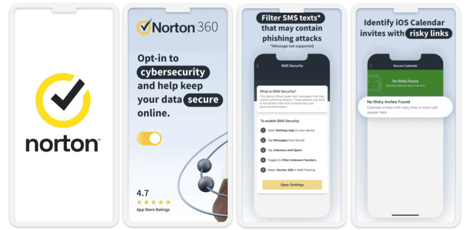 1. Norton Mobile Security - أفضل تطبيق مضاد فيروسات متميز لنظام iOS