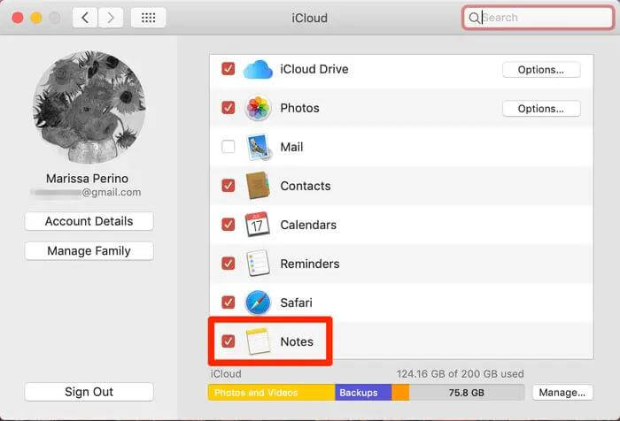   قم بتشغيل مزامنة الملاحظات على iCloud mac