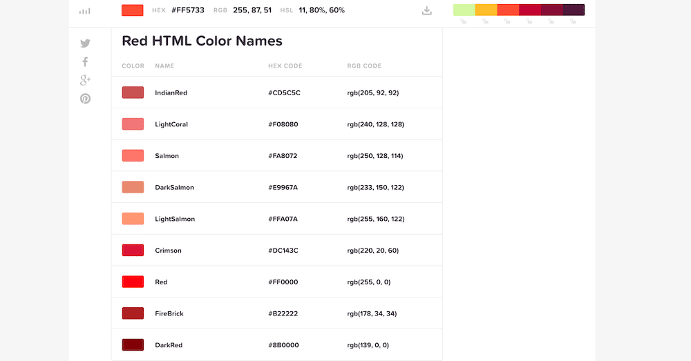 أسماء ألوان HTML.