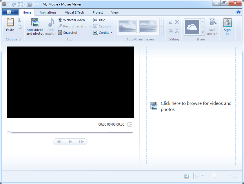 افتح Windows Movie Maker