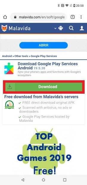 زر لتنزيل APK في خدمات Google Play