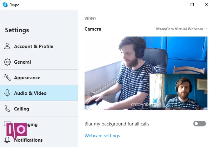 خيارات كاميرا Manycam Skype