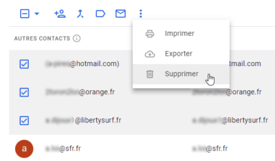 حذف جهات اتصال Gmail