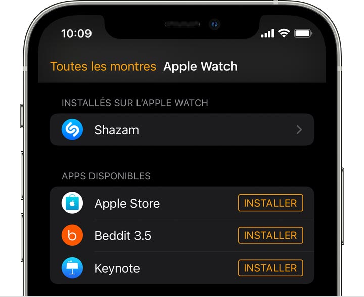 شاشة iPhone تعرض تطبيق Watch 